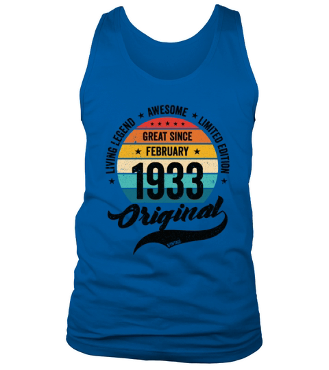 Retro 90 Years February 1933 Birthday Vintage Tank Top Unisex