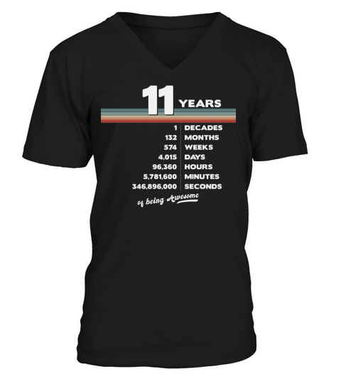 11st Birthday Vintage 11 Years Old Retro 132 V-Neck T-shirt