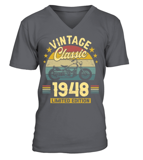 1948 75 Years Old Vintage 75th Birthday V-Neck T-shirt