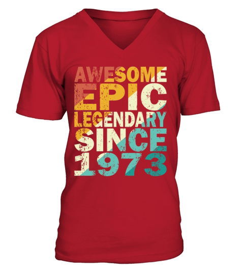50th birthday vintage 1973 legendary since 1973 V-Neck T-shirt