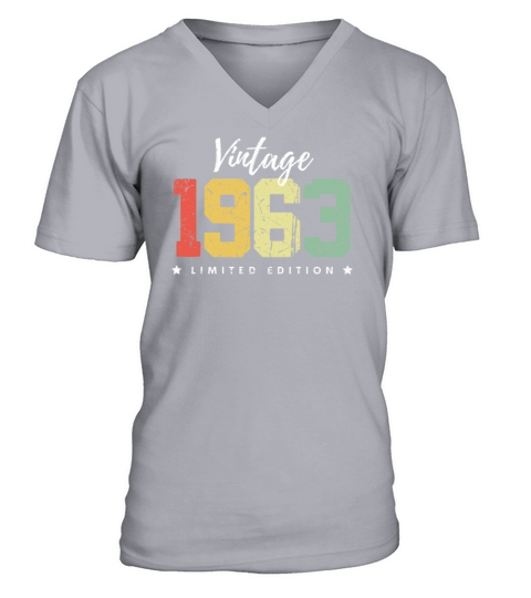 60 Years Vintage 1963 Retro 60th Birthday V-Neck T-shirt