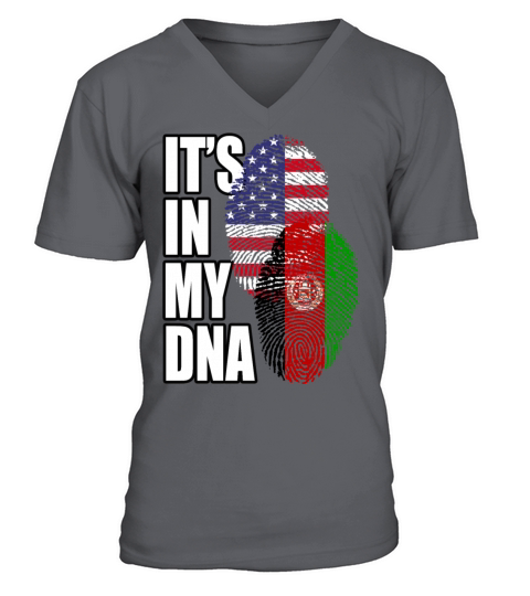 Afghan And American Mix Heritage DNA Flag V-Neck T-shirt