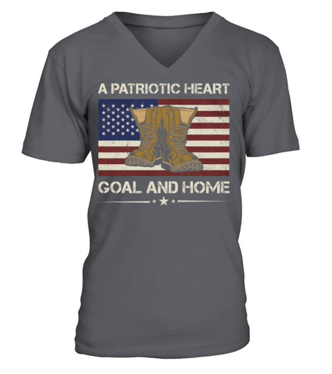 America A Patriotic Heart Goal And Home Veteran V-Neck T-shirt