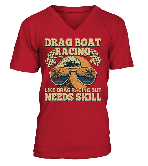 drag boat driver speedboat racing vintage V-Neck T-shirt
