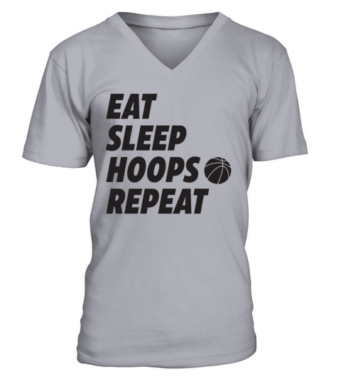 Eat Sleep Hoops Repeat Basketball V-Neck T-shirt