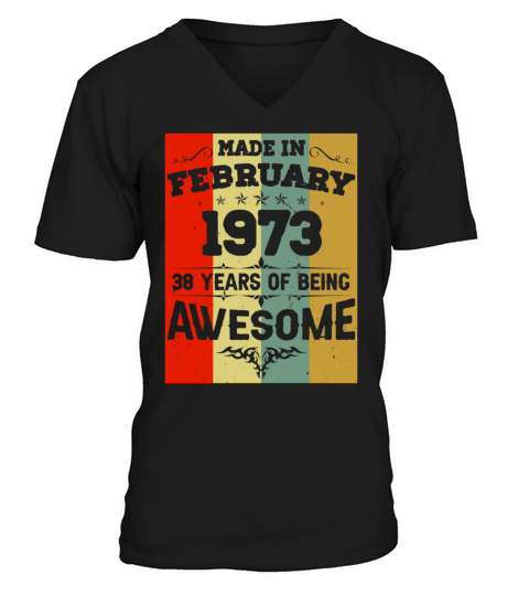 February 1973 Vintage Birthday Present V-Neck T-shirt