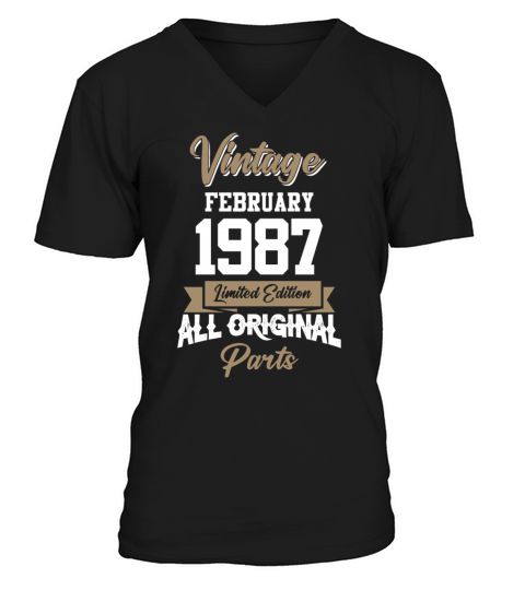 February 1987 Vintage Birthday Present V-Neck T-shirt