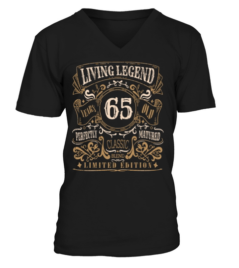 Retro Vintage Birth Whiskey Age 65 Years Old V-Neck T-shirt