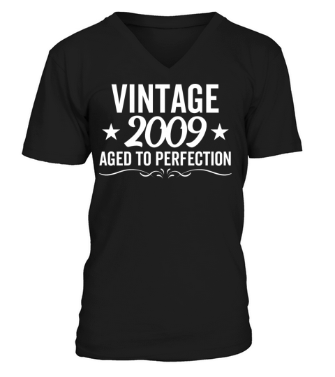 Vintage 2009 Aged To Perfection V-Neck T-shirt