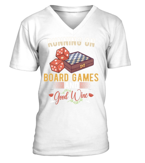 Wine Board Games Chess Board Game Player Gambling V-Neck T-shirt