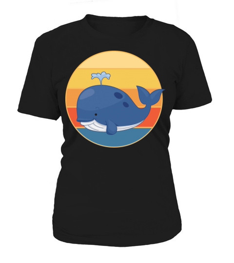 Cute Kawaii Whale Retro Sunset Vintage Ocean Women's T-Shirt