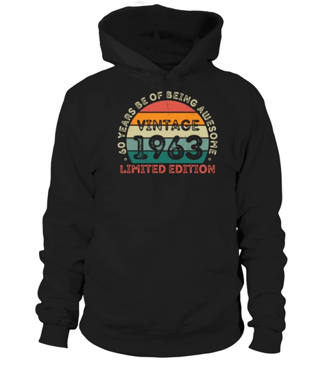 60 Years Vintage 1963 Retro 60th Birthday Hoodie Unisex
