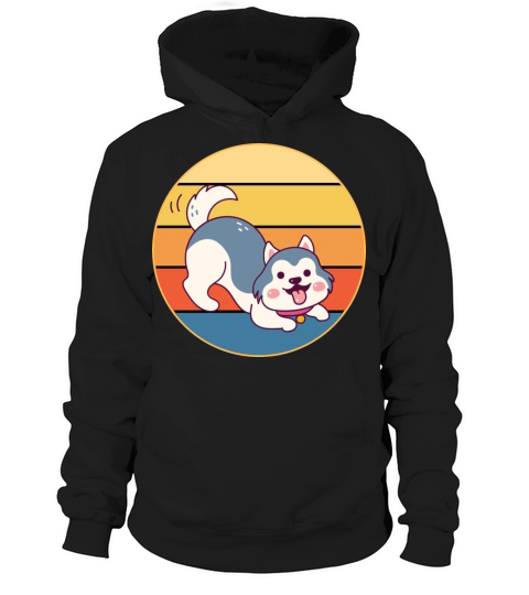Funny Kawaii Cute Husky Dog Vintage Retro Sunset Hoodie Unisex