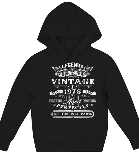 46th Birthday Vintage For Legends Born 1976 46 Yrs Kids Hoodie