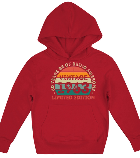 60 Years Vintage 1963 Retro 60th Birthday Kids Hoodie