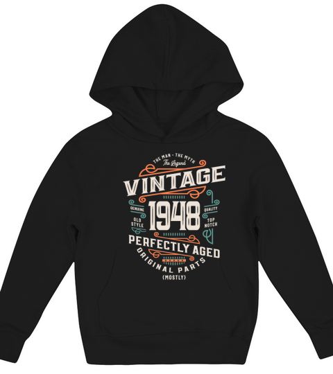 75 Years Old Vintage 1948 Man Myth Legend Kids Hoodie