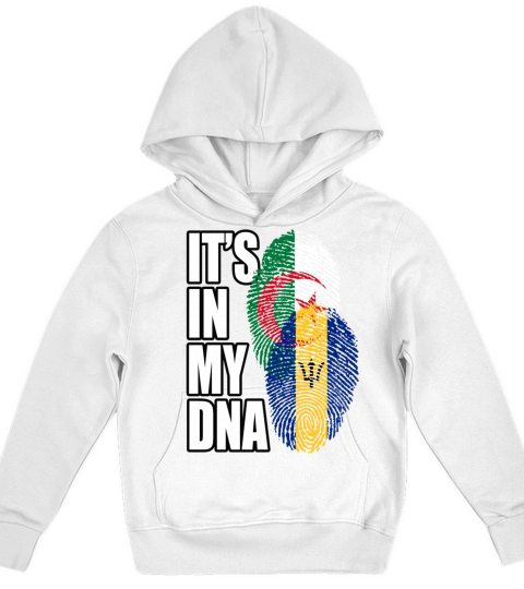 Barbadian And Algerian Mix Heritage DNA Flag Kids Hoodie