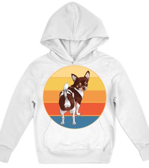 Cute Chihuahua Dog Breed Vintage Retro Sunset Kids Hoodie