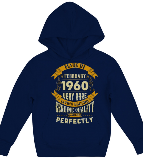 February 1960 Vintage Birthday Present Kids Hoodie