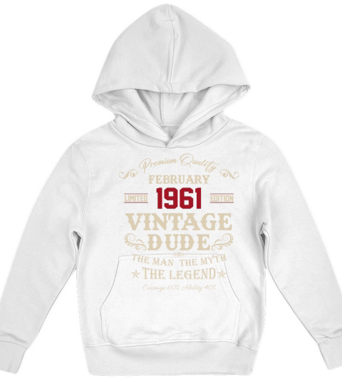 February 1961 Vintage Birthday Present Kids Hoodie