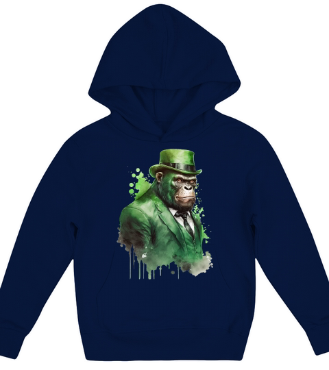 Gangster Gorilla Saint Patricks Day Kids Hoodie