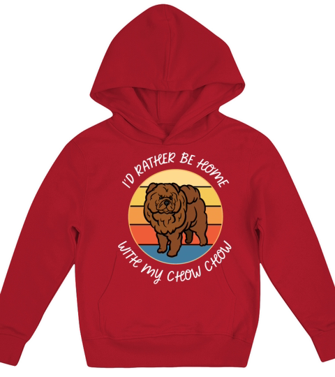 Id Rather Be Home With My Chow Chow Retro Sunset Kids Hoodie
