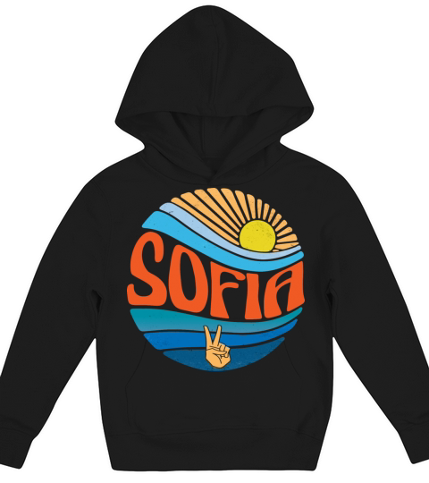 Sofia Shirt Vintage Sunset Sofia Groovy Tie Dye Kids Hoodie