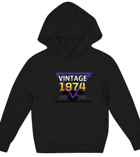 Vintage 1974 Retrowave Birthday Gift Kids Hoodie