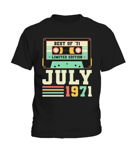 50th Birthday July Gift Vintage 1971 50 Years Kids T-Shirt