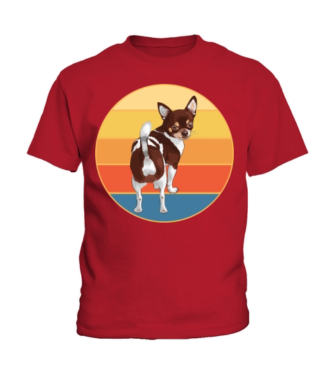 Cute Chihuahua Dog Breed Vintage Retro Sunset Kids T-Shirt