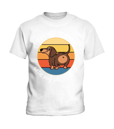 Id Rather Be Home With My Dachshund Retro Sunset Kids T-Shirt