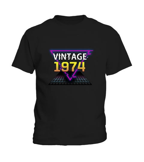 Vintage 1974 Retrowave Birthday Gift Kids T-Shirt