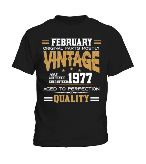 Vintage Aged To Perfection February 1977 Kids T-Shirt