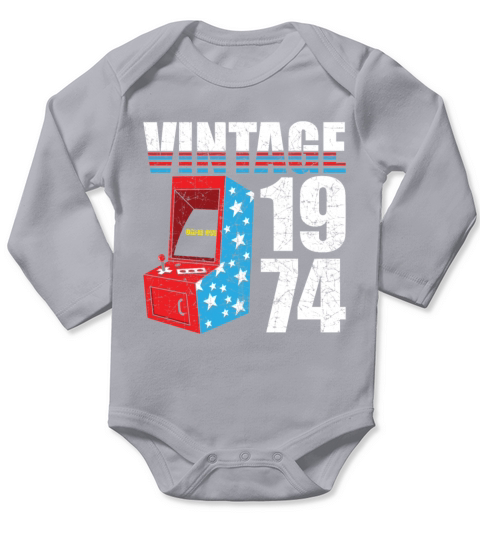 1974 Vintage born in Retro age Birthday gift idea Long Sleeve Baby One-Piece
