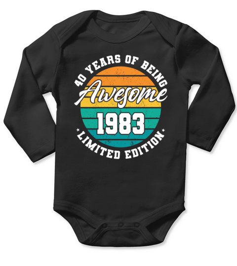40th birthday 40 years of being awesome 1983 Long Sleeve Baby One-Piece