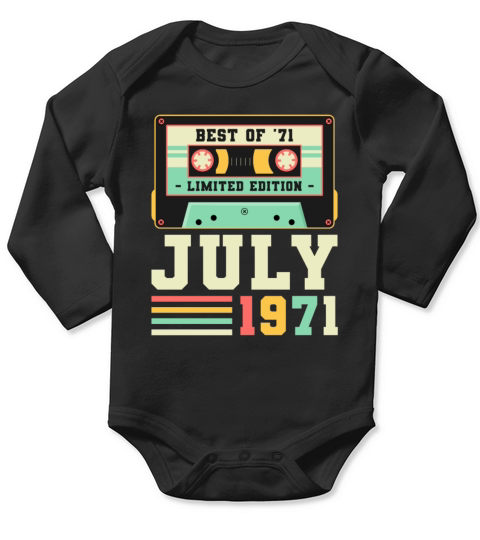 50th Birthday July Gift Vintage 1971 50 Years Long Sleeve Baby One-Piece