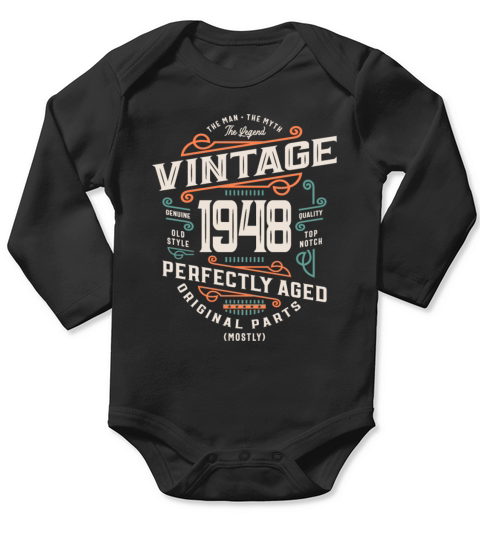 75 Years Old Vintage 1948 Man Myth Legend Long Sleeve Baby One-Piece