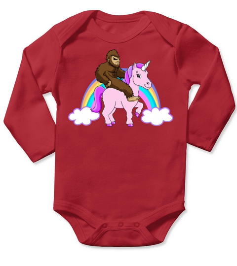 Bigfoot Riding A Unicorn Long Sleeve Baby One-Piece