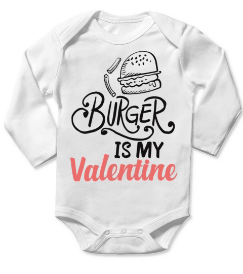 burger is my valentine 1488 Long Sleeve Baby One-Piece