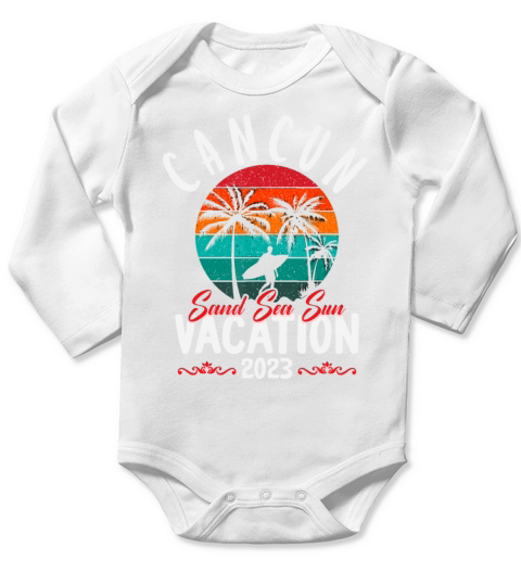Cancun Mexico Vacation Beach Family Friend Group T Long Sleeve Baby One-Piece