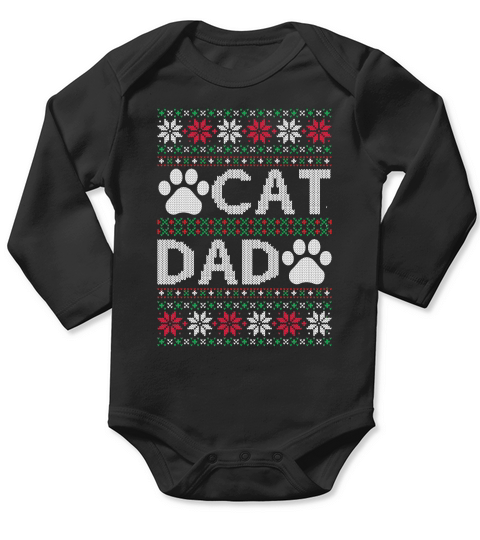 Cat Dad ugly Christmas sweater Long Sleeve Baby One-Piece
