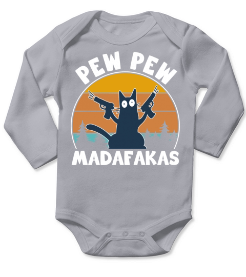 CAT PEW PEW VINTAGE Long Sleeve Baby One-Piece