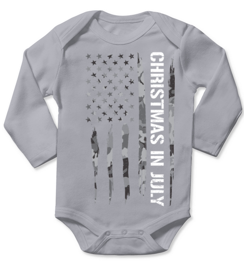 Christmas In July - American Flag Long Sleeve Baby One-Piece