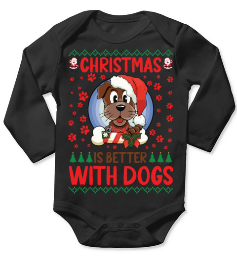 Christmas is better with dogs Long Sleeve Baby One-Piece