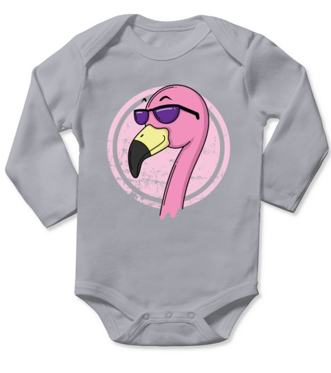 Flamingo with sunglasses Long Sleeve Baby One-Piece
