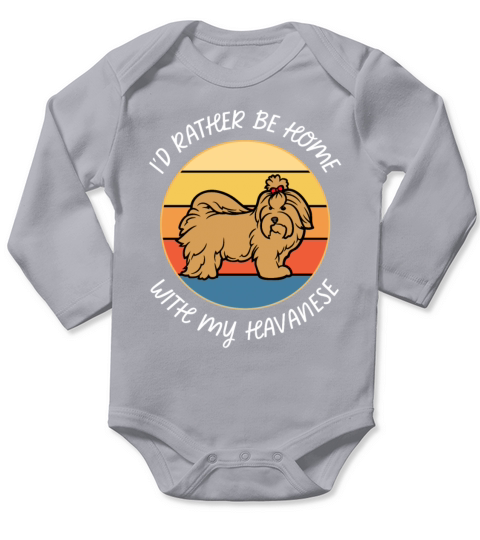 Id Rather Be Home With My Havanese Retro Sunset Long Sleeve Baby One-Piece
