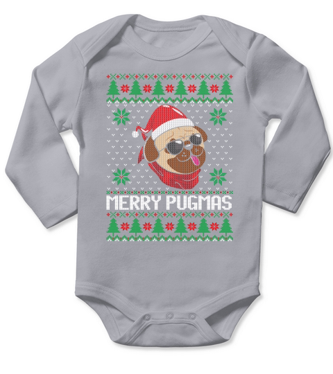 Merry Pugmas Christmas ugly sweater Long Sleeve Baby One-Piece
