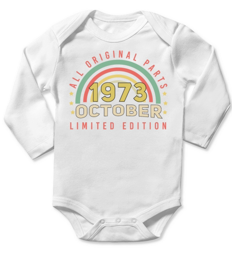 October 1973 Limited Vintage Long Sleeve Baby One-Piece