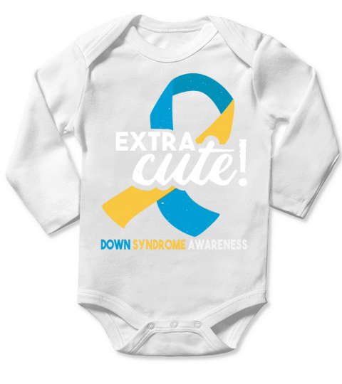 October Wear Blue Yellow Down Syndrome Awareness Long Sleeve Baby One-Piece