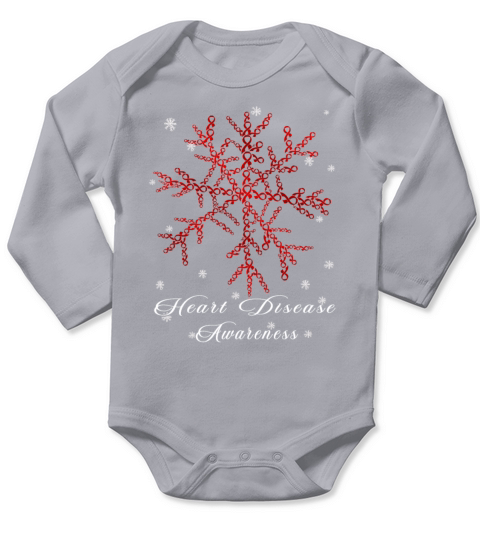 Red Ribbon Heart Disease Awareness Long Sleeve Baby One-Piece